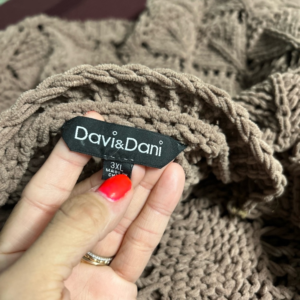 Plus Size. Open Knit, Cocoa Cardigan. - image 3